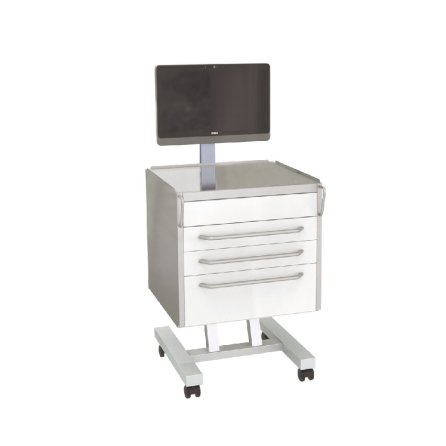Медицинский стол врача  мобильный под моноблок с 3 ящикам
