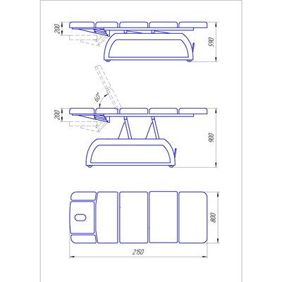 Медицинский массажный стол (1 мотор) основание венге с ручным пультом управления